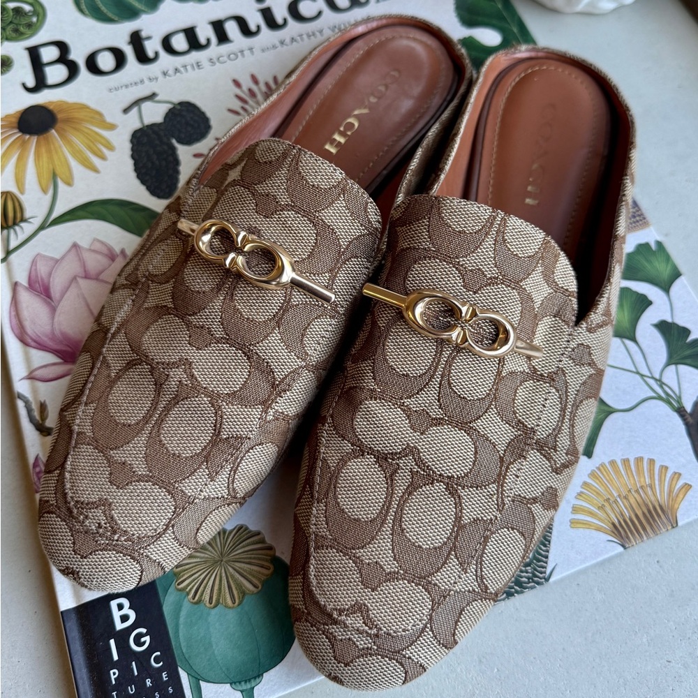 Coach Women's Brown Patterned Mules